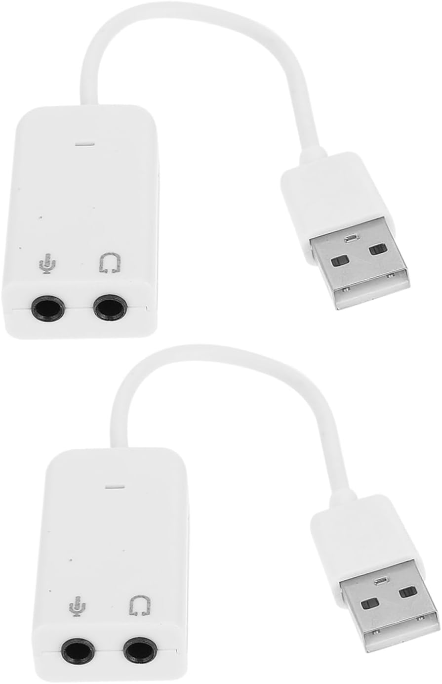 2Pcs USB External Sound Card Adapter Independent Audio for Laptop Desktop Headphone Microphone Support Noise Reduction Durable Design