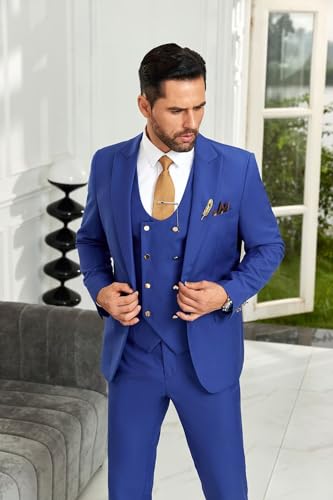 Men's 3 Piece Suit Tuxedos Slim Fit Suits for Wedding Prom Peak Lapel Blazer Double Breasted Vest Pants Suit Sets2