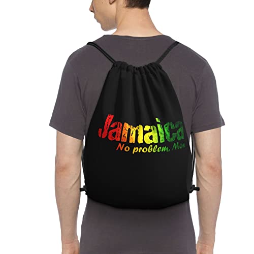 Allgobee Drawstring Backpack Jamaica No Problem String Bag Sackpack For Gym Shopping Sport Yoga thumb #2