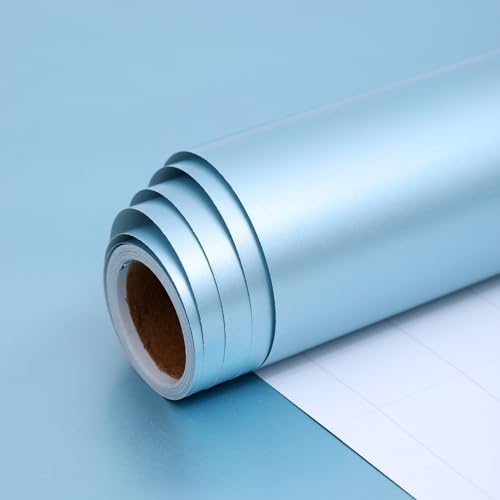 Sky Blue Metallic Wrapping Paper Roll 43cm*10m Solid Color Matte Gift Wrapping Paper Perfect for Wedding Birthday Valentines Day Christmas Baby Shower Festive Decoration
