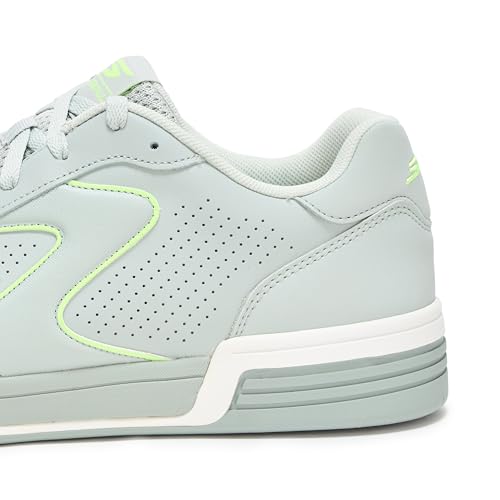 Skechers Men's Viper Court Classic Pickleball Sneaker, Gray/Lime, 12