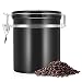 Produktbild Zerodis 1.5L Kaffeedose Luftdicht Edelstahl mit Deckel und Aromaverschluss Kaffeebohne Behälter für Kaffeebohnen Kaffeepulver Tee Kakao Nahrungsmittel(Schwarz)