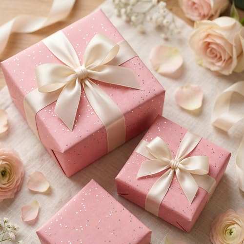Image of Pink Glitter Tissue Paper for Gift Bags 36 Sheets 14x20 Inch - Recyclable Wrapping Paper for Weddings, Birthdays, Party & Festival Decorations DIY Craft Supplies