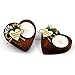 20 Pcs Shawly Sisters Handmade Wooden Wedding Party Favors Candle and Tealight Holders, Heart Shaped Wood Candleholders, Engagement Gifts, Bridal Shower Favors for Guests (Silver-Gold, Brown Wood)