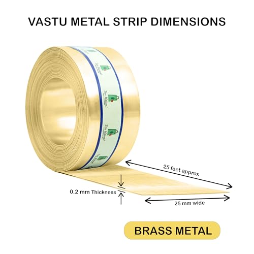 Image of Vastu Brass Strip | Width- 1 Inch | Thickness - 0.2mm | Length- 25 Feet Approx | Strip for Zone Balancing & Toilet Correction | Brass Strip for Vastu | Pack of 1