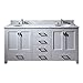 Avanity Modero 72 in. Vanity with Carrera White Marble Top and Double Sinks in White finish