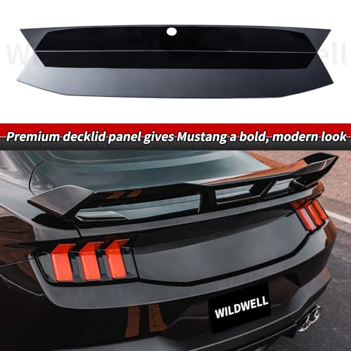 Image of WildWell Trunk Decklid Panel Trim for 2024 2025 Ford Mustang Rear Decklid, Trunk Center Decorating Panel Mustang Accessories Glossy Black