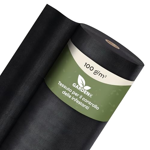 Gardenix Telo Anti-Erbacce 16M² (1,6M X 10M) - Permeabile All'Acqua 100G/M² - Nero Uv-Resistente Vlies Per Aiuola, Telo Anti-Erbacce, Telo Da Giardino