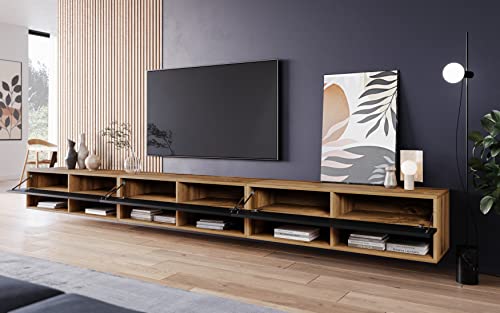 Miniatura 3 de Piaski Mueble De Tv 300 Cm Lowboard A, Sin Iluminación Led, Mueble De Televisor Grande, Mueble De Televisión, Distintos Colores Wotan Negro