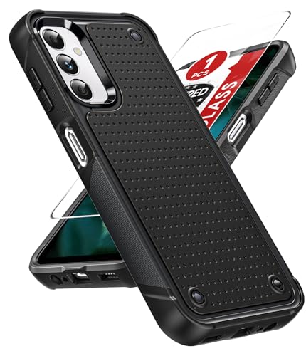 Coque Samsung Galaxy A14 antichoc en polycarbonate texturé et film écran en verre trempé