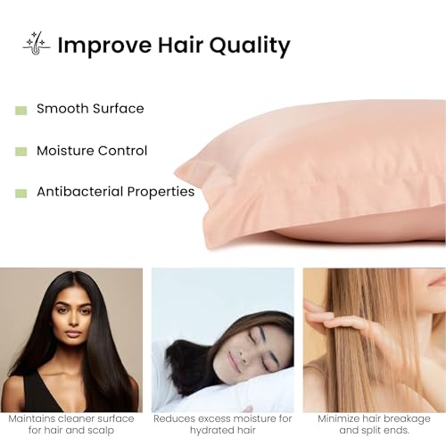Image of Mush Bamboo Pillow Cover Set of 2 | 400 TC | 100% Bamboo Pillow Cover for Hair and Skin | Breathable, Silky Soft and Envelope Pillowcases for Hot Sleepers & Night Sweats | 17 inchx 27 inch (Peach, King)