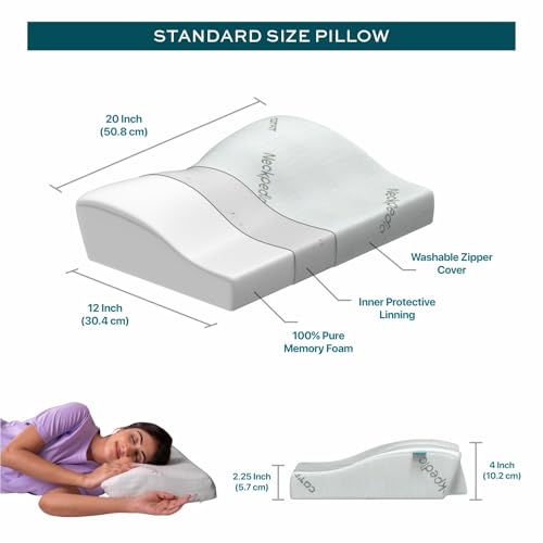 Image of Neckpedic Contour Cervical Memory Foam Pillow for Neck Pain Relief | Orthopedic Neck Support Pillow for Side & Back Sleepers | Dual Height Ergonomic Design for Neck Alignment (Pack of 1)