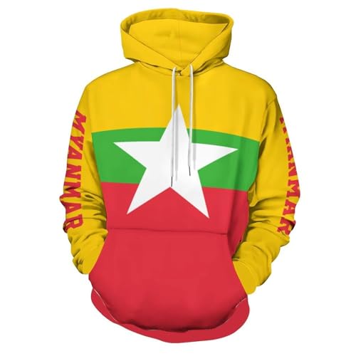 Sweat à capuche Myanmar imprimé étoiles décontracté streetwear au style hip-hop