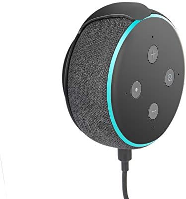 WIDEPLORE Echo Dot Wall Mount Holder for 3rd Generation, Built-in Cable Management Space-Saving Accessories for Dot(3rd Gen) Smart Speakers, with Sticking Tape and Drill Nail-Black