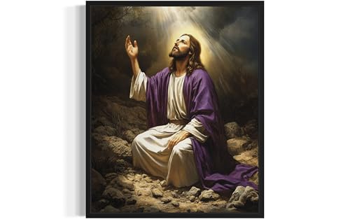 Christ in Gethsemane Garden UnFramed Wall Art Print Poster, Religious Christain God Painting Church Spiritual Christ Baptist Bible Home Decor 126 (Christ in Gethsemane Garden, 20"L x 16"W, Unframed)