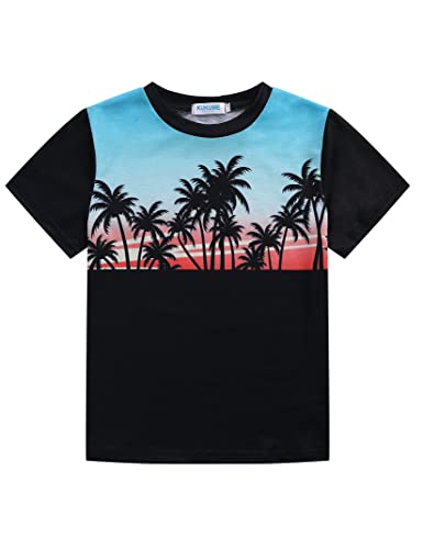 Image of GERU Boy Shorts Sets Hawaiian Outfit Kid Leaves Floral Short Sleeve Shirt Top+shorts Suits