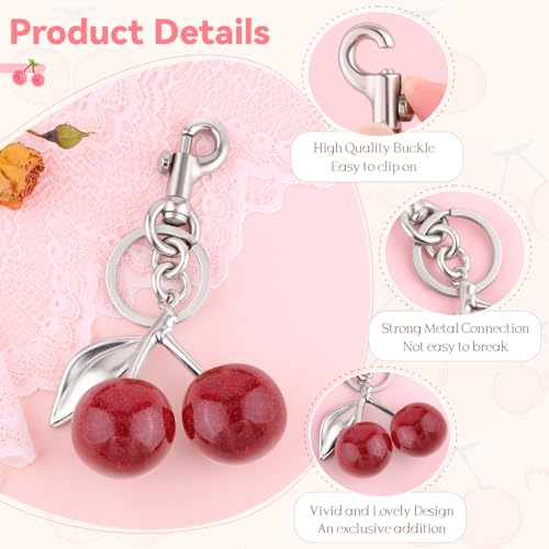 Image of TINKRSTUFF Cherry Bag Charm Cute Key Chains Cherry Purse Charms for Handbags, Strawberry Keychain Best Gifts