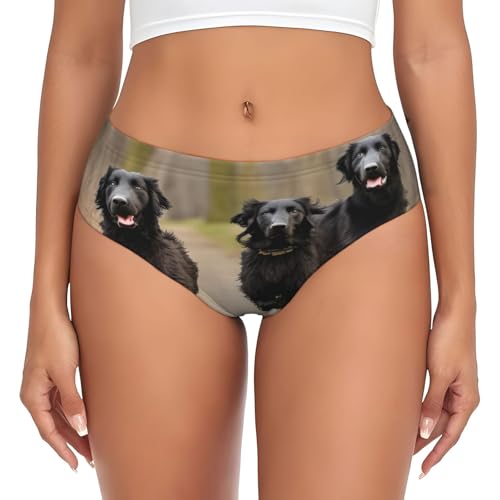 Breathable Women'S Trotting Flat Coated Retrievers Paw Print Briefs,Seamless Comfort Waistband,Everyday,Lightweight