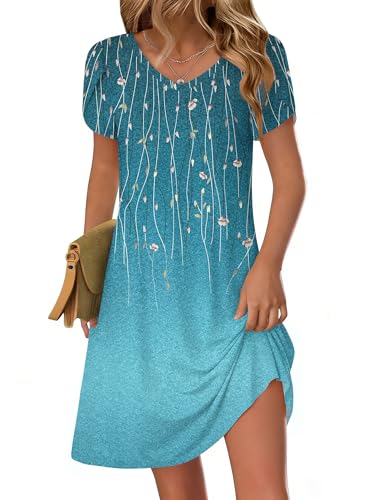 Image of Zeagoo Womens Summer A-Line Dress with Pockets Mini Short Sleeve Dresses Flowy Beach Swing Dress 2026 Vacation Travel