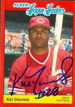 Kal Daniels autographed Baseball Card (Cincinnati s) 1989 Fleer League Leaders #8 - Autographed Baseball Cards