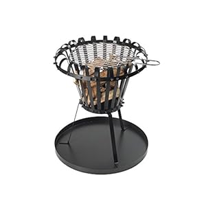 BB650 vuurkorf voor tuin en terras, van gietijzer, vuurschaal met grillrooster, zwart, ronde tuinhaard, driepotige…