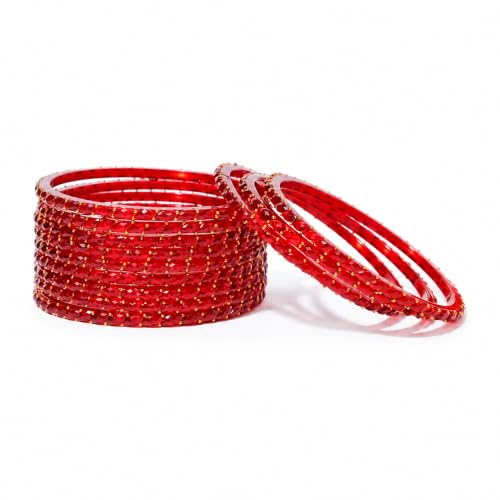 Image of Raindrop Crystal Glass Bangles, Pack of 12