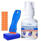 CYTITZHN Adhesive Remover, Sticker Remover for Cars - Multi-Surface Formula Safely Removes Stickers, Decals, Tape Residue from Car, Glass, Tile (Includes Scraper & Towel, 4.1oz/120ml)