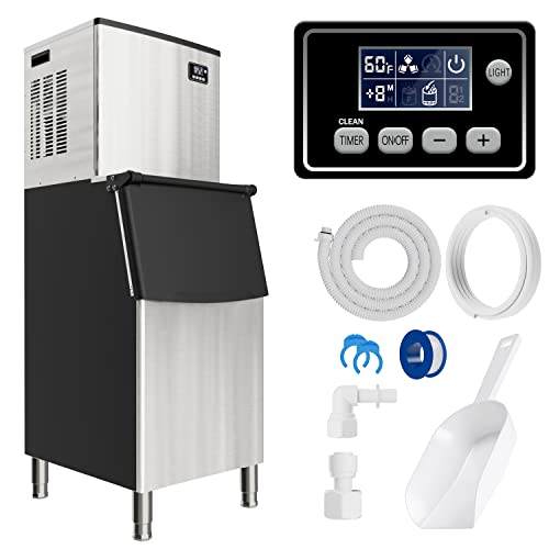 Commercial Ice Maker Machine 400Lbs/24H With 300Lbs Large Storage Bin, Industrial Ice Machine With Secop Compressor,Etl Approval, Scoops Hose Included,Perfect For Bar Restaurant,110V #TOP17