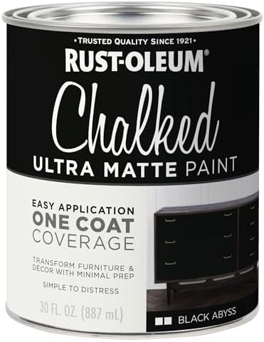 Rust-Oleum Black Abyss Chalked All-in-One Ultra Matte Paint | One Coat Coverage | No Primer, Sanding, Or Topcoat Needed | Easy Clean Up | Made in USA | 30 OZ