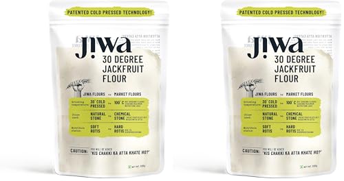 Image of Jiwa 30 Degree Jackfruit Flour /Atta | Patented Cold Pressed Flour | Slow Ground | Gluten Free | kathal Atta | Diabetic Friendly | 200g (Pack of 2)