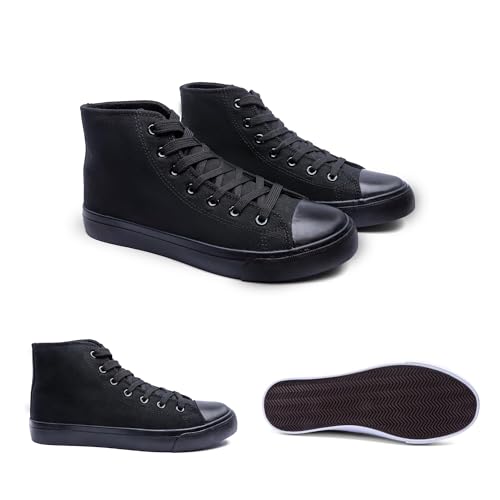 Image of Women's High-Top Canvas Sneakers - Classic Lace-Up Casual Shoes with Extra Shoelaces - Comfortable, Stylish, and Durable