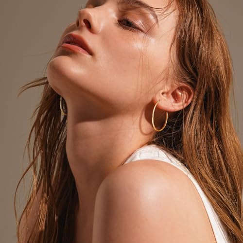 14K Gold Hoop Earrings Hypoallergenic Big Earring for Women Huge Earring for Women Lightweight Large Diameter Design Large Gold Hoop Earrings 40mm4