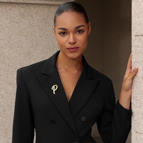 Image of Cicy Bell A-Z Initial 26 Letter Brooch Pins 18k Gold Plated Cubic Zirconia Breastpin Name Personalized Gifts for Women Men