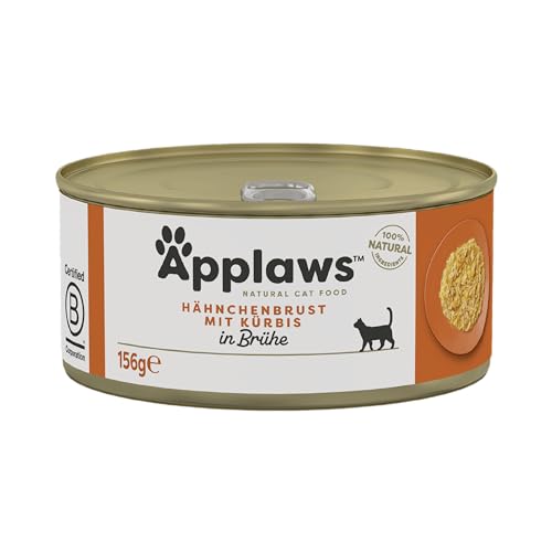Applaws 100% natürliches Nassfutter für Katzen, Hühnerbrust mit Kürbis in Brühe - Packung mit 24 x 156g Dosen