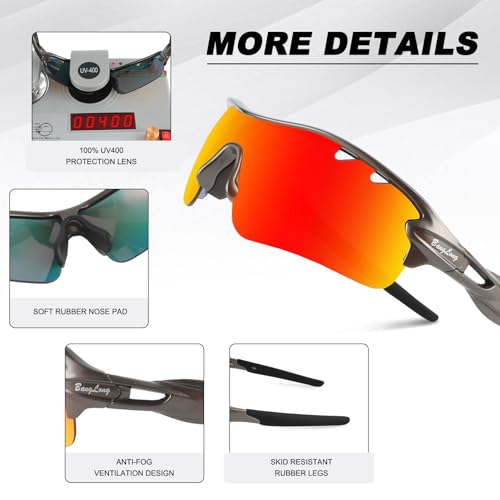 Image of BangLong Polarized UV400 Sports Sunglasses with 5 Lenses for Men Women