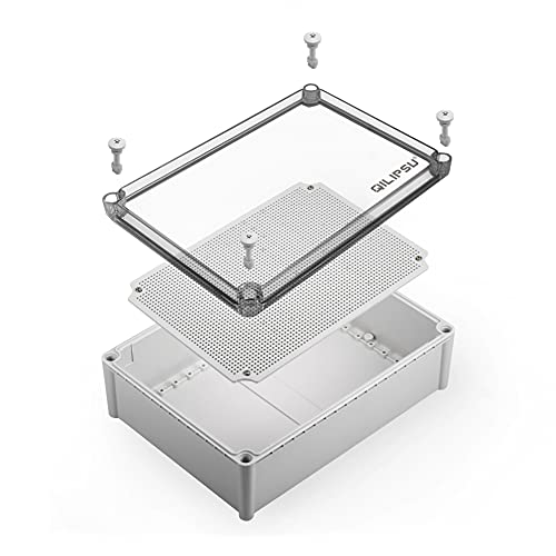 QILIPSU Outdoor Junction Box IP67 Waterproof Project Box ABS Plastic Weatherproof Electrical Enclosure Clear Cover (15"x11"x5.1" CC)