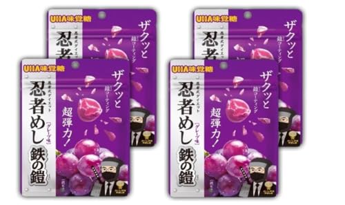 【まとめ買い】忍者めし 鉄の鎧 グレープ味 40g×4袋 噛み応えのある硬めグミ 小腹満たしに