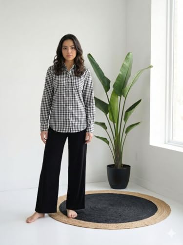 Image of OOMPH! Women Checked Smart Casual Shirt | Women's Gingham Check Shirts | Full Sleeve Button-Down Casual Westernwear for Women | Smart Fit Office Wear Top