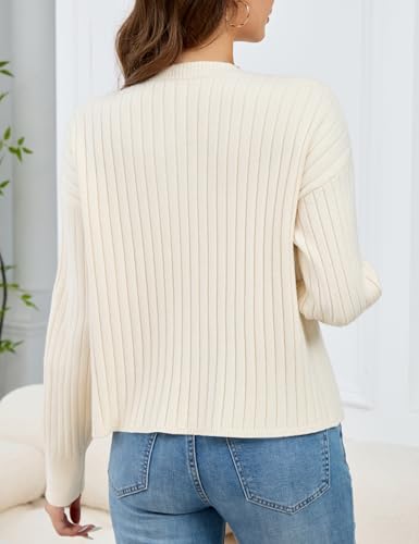 CiCiBird Women's Long Sleeve Metal Button Cardigan Sweater Ribbed Crew Neck Knit Jacket 2025 Fall Casual Coats2