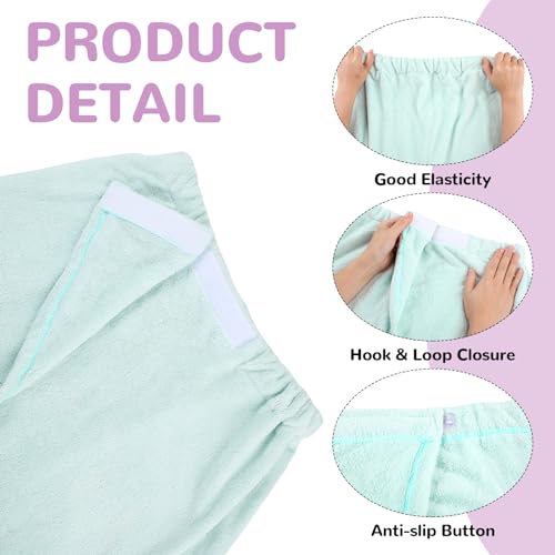 Image of Cuffbow 3 Pcs Towel Wrap for Women Spa Body Robe Full Length Female Bath Shower with Adjustable Closure Elastic Top Plush