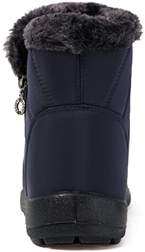 Image of Eagsouni Snow Boots Womens Winter Ankle Boots Ladies Warm Fur Lined Booties Thickening Shoes Zip Flat Sneakers Outdoor Booties