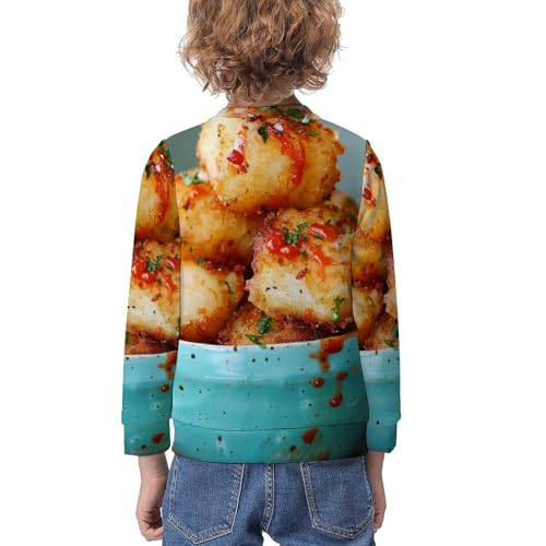 Retro Tater TotChildren's Casual Pullover Sweatshirt Loose Fit10-12Y2
