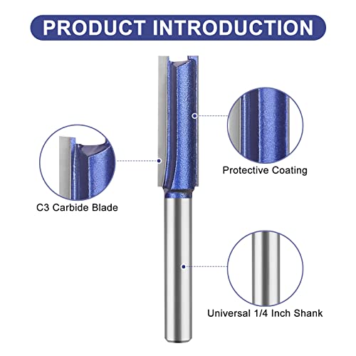 Utrustto UT230005 Professional Double Flute Straight Router Bits 1/4 Inch Shank thumb #2