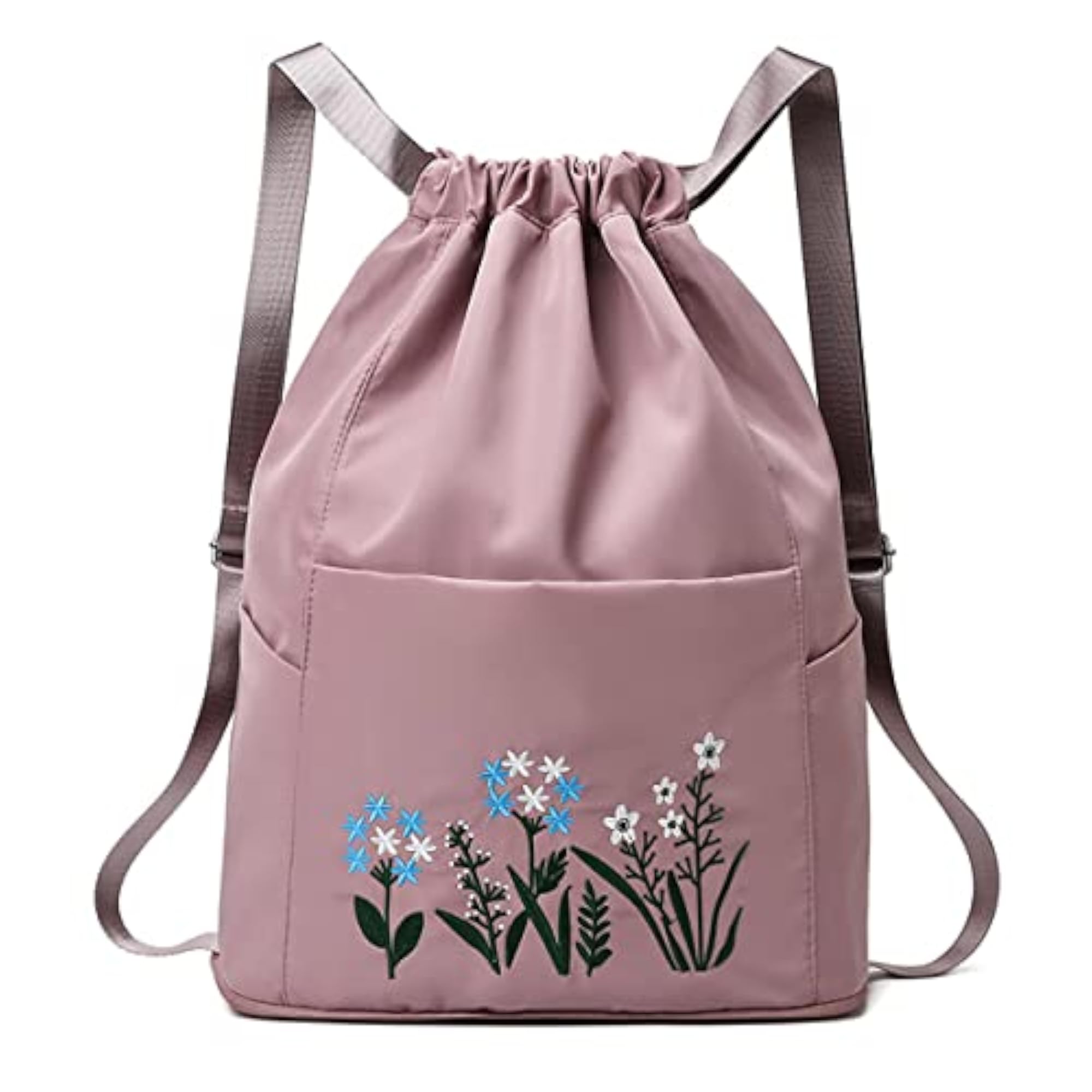 Waterproof Flower Print Travel Drawstring Bag
