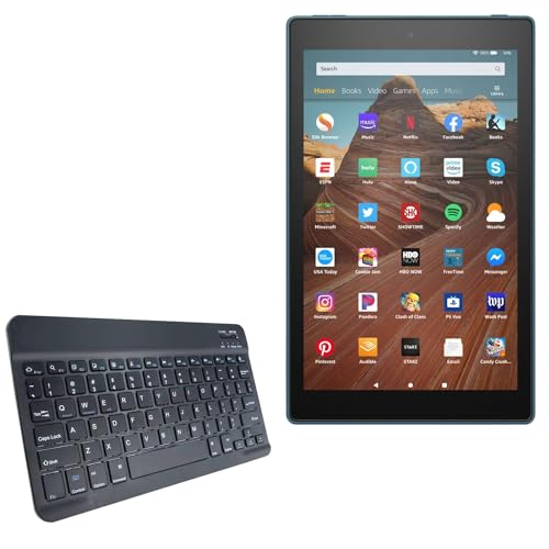 BoxWave Keyboard Compatible with Amazon Fire HD 10 (5th Gen 2015) - SlimKeys Bluetooth Keyboard, Portable Thin with Chiclet-Style Keys - Jet Black