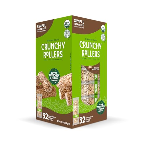 Original Brown Rice Crunchy Rollers | Healthy Snack Puffed Rolls, 32 Count