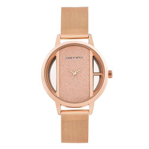 Image of Joker & Witch Futuristic Rosegold Dial 16mm Rose Gold Steel Mesh Watch for Women