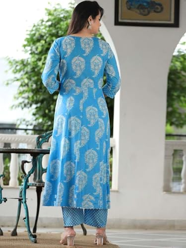 Image of PARTHVI Women's Rayon Blend Anarkali Printed Kurta with Pant & Dupatta & Dupatta
