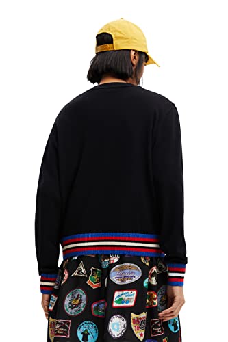Desigual Womens Woman Flat Knit Thick Gauge Pullover Sweater, Black, Small Us #TOP1