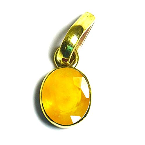 Pendentif Panchdhatu en saphir jaune naturel pour usage astrologique 4 carats avec médaillon plaqué or Cover